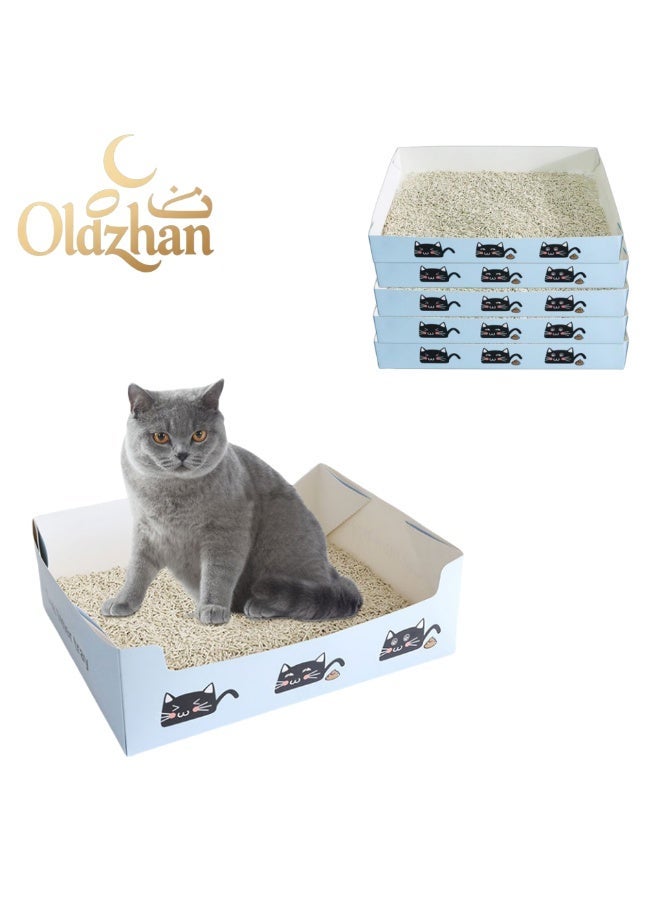 Oldzhan 5pcs disposable paper car litter box for business trips, foster care, travel, thickened, foldable, easy to maintain cat toilet (excluding litter) - Image 1